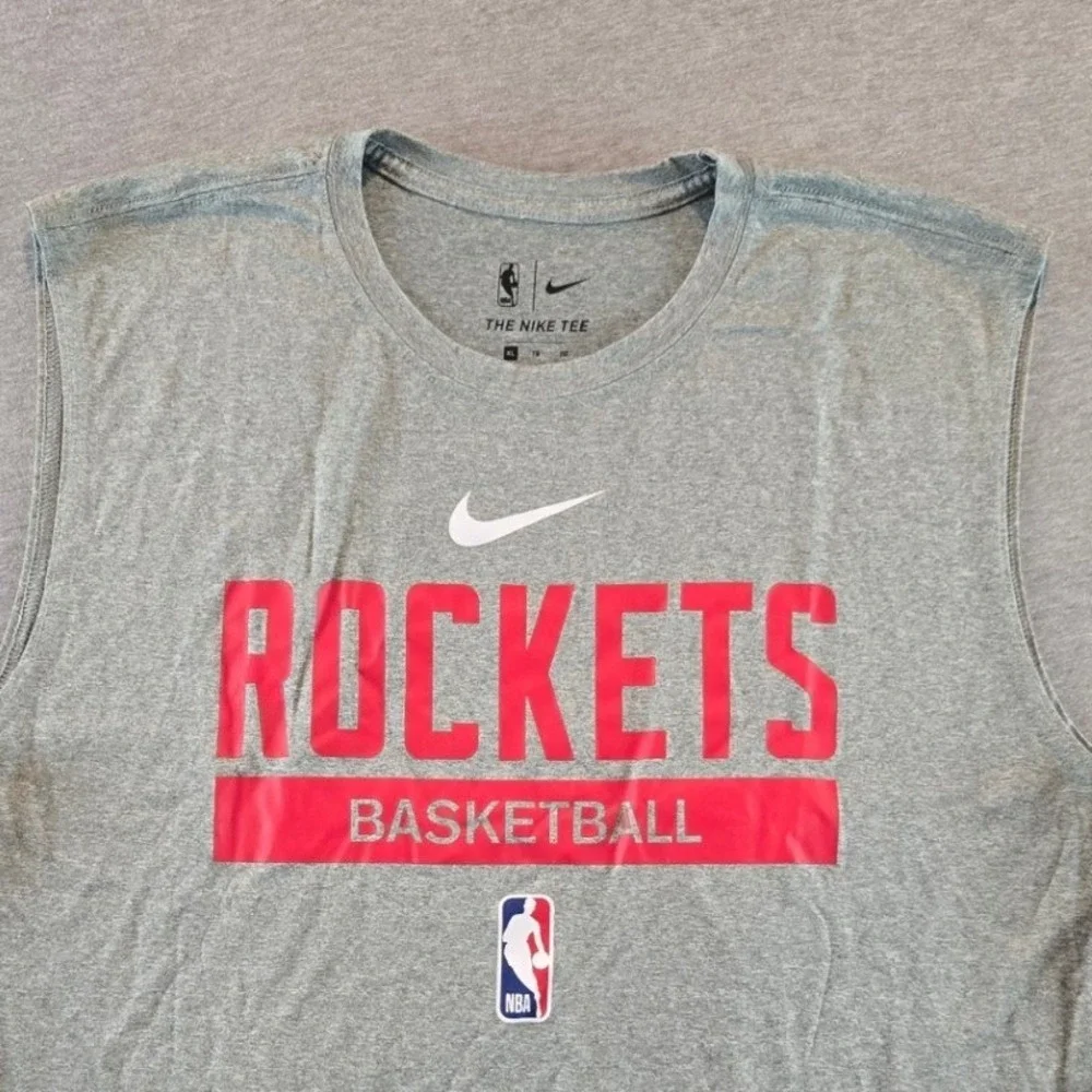 Nike Houston Rockets Shirt Mens XL Grey NBA Authentics Engineered Sleeveless